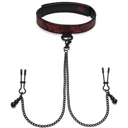 – Sweet Anticipation Collier avec Pinces à Seins – Rouge
