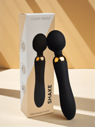 SHAKE Noir, Vibromasseur Wand USB en silicone médical avec 2 puissants moteurs indépendants