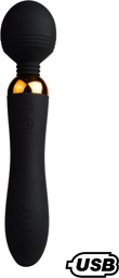 SHAKE Noir, Vibromasseur Wand USB en silicone médical avec 2 puissants moteurs indépendants