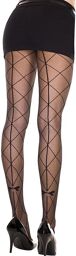 Collant fantaisie croisillons couture et noeud - MH7255BLK Noir