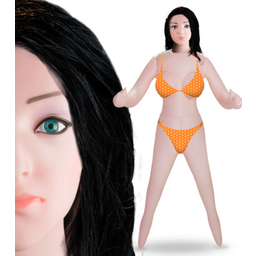 Poupée gonflable brune réaliste vibrante Cindy