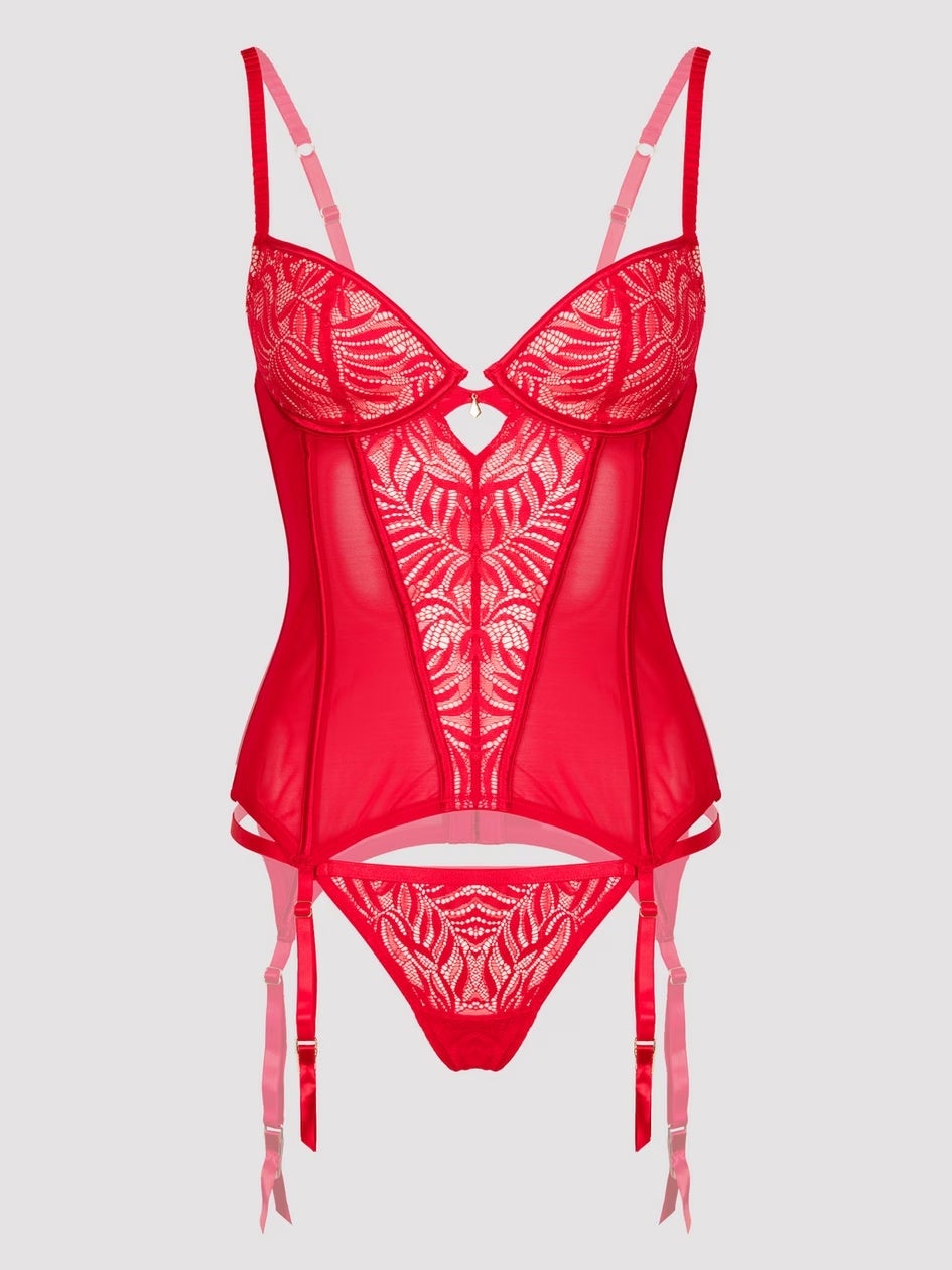 Ensemble guêpière en dentelle rouge Parisienne Charm GT-3XL/4XL