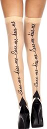 Bas chairs autofixants impression Love Me Kiss Me Peau