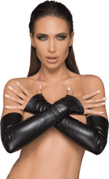 F213 Gants sans doigts en cuir écologique élastique Noir