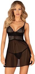 Chemeris babydoll et String Noir