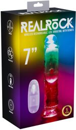 Vibromasseur droit avec LED et ventouse - 18 cm