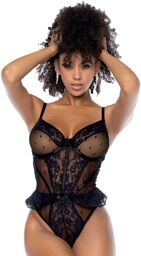 Body string noir à l'illusion corset Noir
