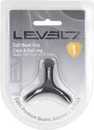 Anneau en silicone pour pénis et testicules avec grip en perles douces - Noir