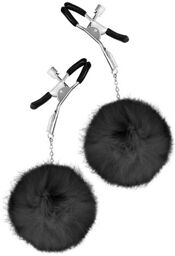 Pinces à seins pression réglable pompons noirs Noir