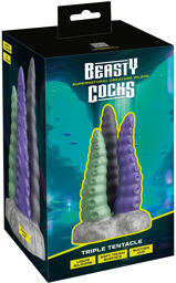 Vibromasseur triple tentacules en silicone doux
