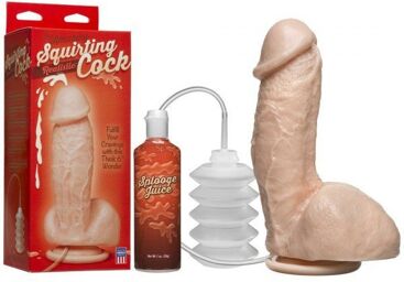 Gode ventouse ultra réaliste qui éjacule - 17 cm