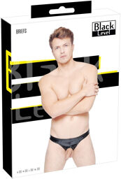 Slip brillant avec ouverture provocante Noir