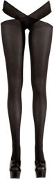 Collant Ouvert Taille Croisée Noir Noir
