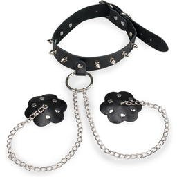 Collier BDSM à pointes et nippies à rivets