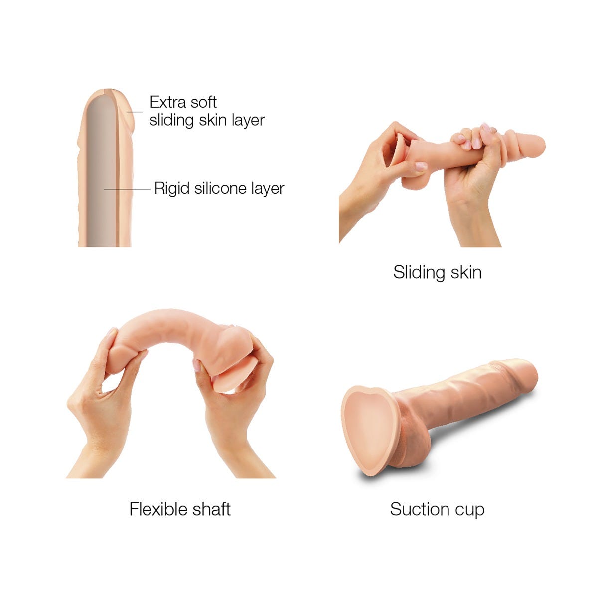 Dildo Ventouse Réaliste Sliding Skin