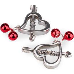 Pinces à tétons BDSM cœurs et grelots