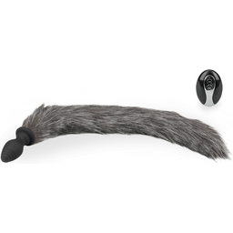 Plug vibrant avec queue fourrure synthétique grise