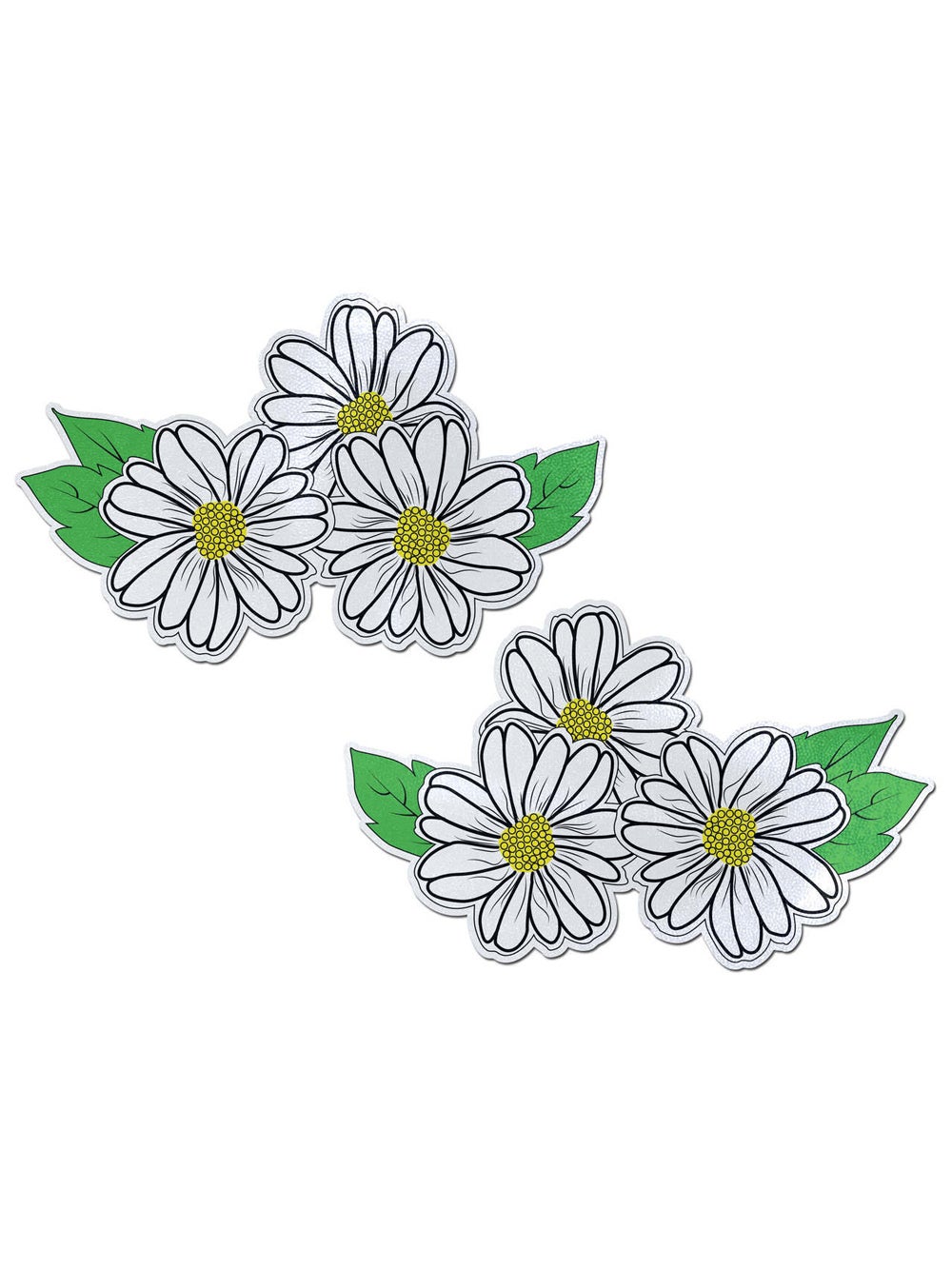 Autocollants Demi Set Fleur Blanche Noire et Jaune