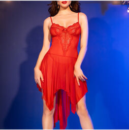 Nuisette et tanga CR-4847 rouge Rouge