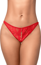 String sexy rouge en dentelle avec chaînes Rouge