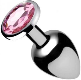 Plug Anal Bijou Cristal Rose L Argenté