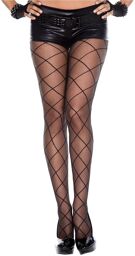 Collant fantaisie nylon effet quadrillage - MH7143BLK Noir