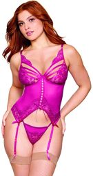 Bustier porte jarretelles rose avec string Rose