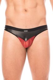 Jock simili cuir noir et résille rouge - LM2005-27BKR Noir et rouge