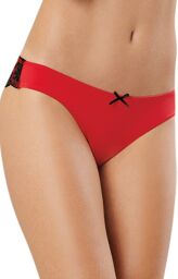 Tanga uni rouge et dentelle noire - DG1380RED Rouge