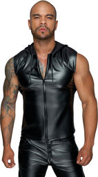 H062 Chemise à capuche avec fermeture éclair à double sens Noir