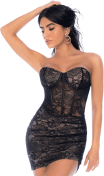 Robe bustier en dentelle noire Noir