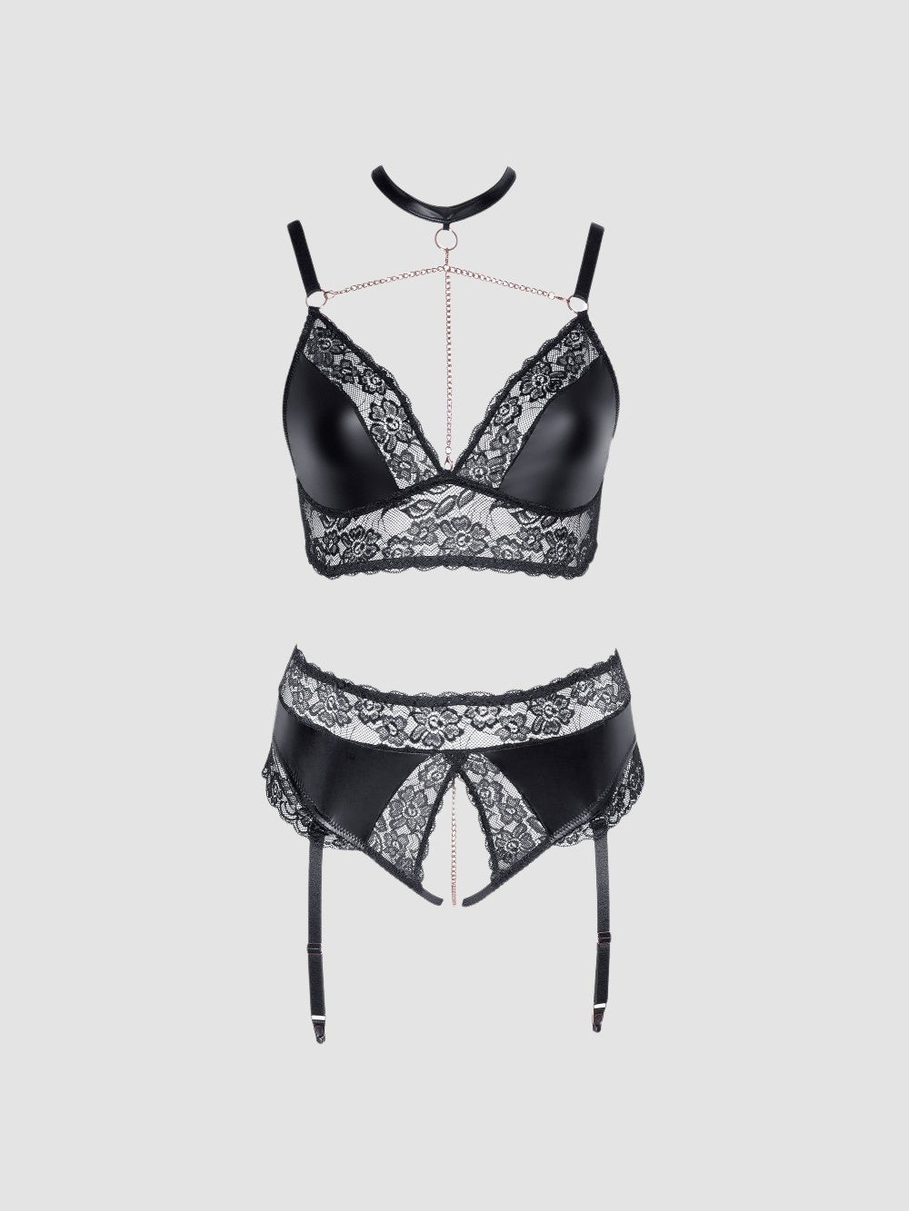 Ensemble 2 Pièces Wetlook & Dentelle Noir GT