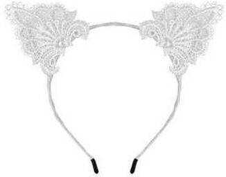 Serre-Tête Oreilles de Chat Dentelle Blanc