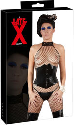 Corset taille en latex brillant Noir