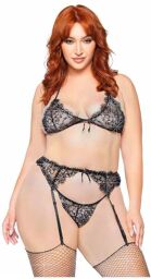 Ensemble 3 Pièces 81627X Dentelle & Strass GT Noir