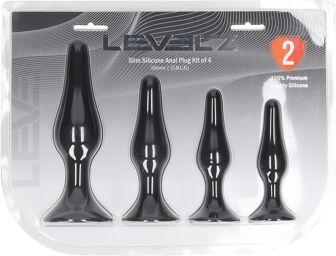 Ensemble de 4 plugs anaux en silicone fins - S/M/L/XL - Noir
