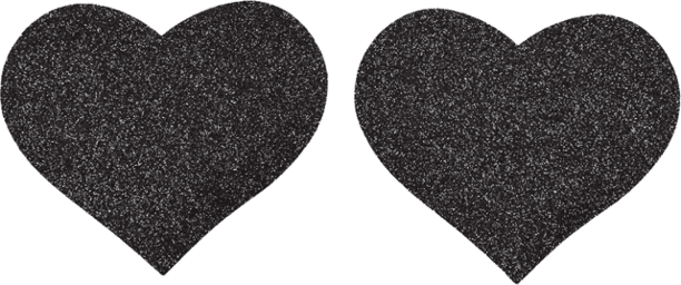 Paire de cache tétons adhésifs coeur pailleté noir