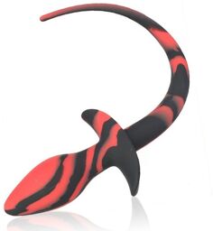 Plug Queue de chien Silicone 7.5 x 3.1cm Noir-Rouge
