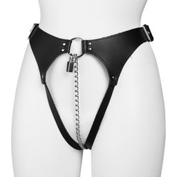 Ceinture Chasteté en Cuir pour Femme avec Chaîne