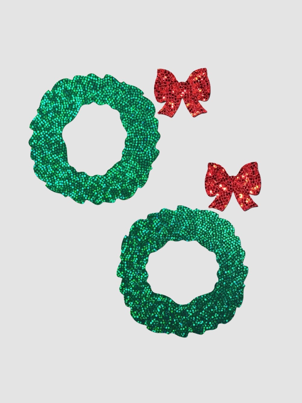 Caches-Tétons Peek-A-Boob Couronne Verte et Noeud Rouge