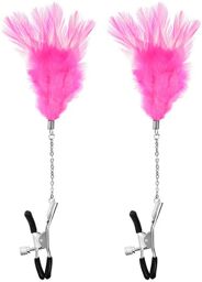 Pinces à seins pression réglable plumes roses Rose