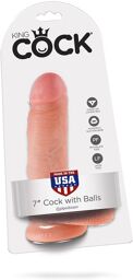 Gode ventouse testicules chair - 19 cm