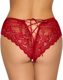 Tanga Ouvert Laçage Rouge Rouge