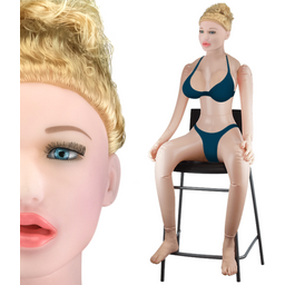 Poupée gonflable assise bouclée blonde Marylin