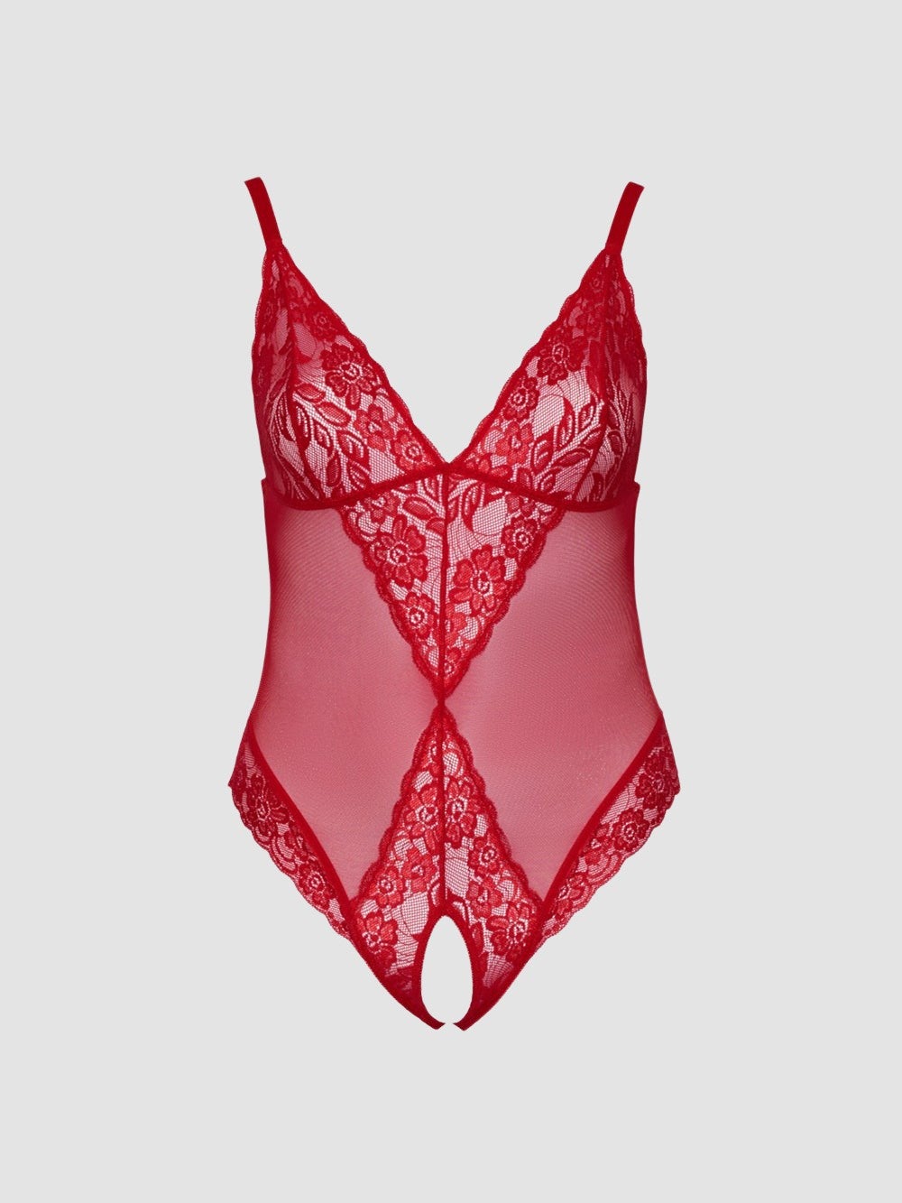Body Ouvert Dentelle Florale Rouge GT