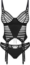Lune Bellis corset et string - Noirs