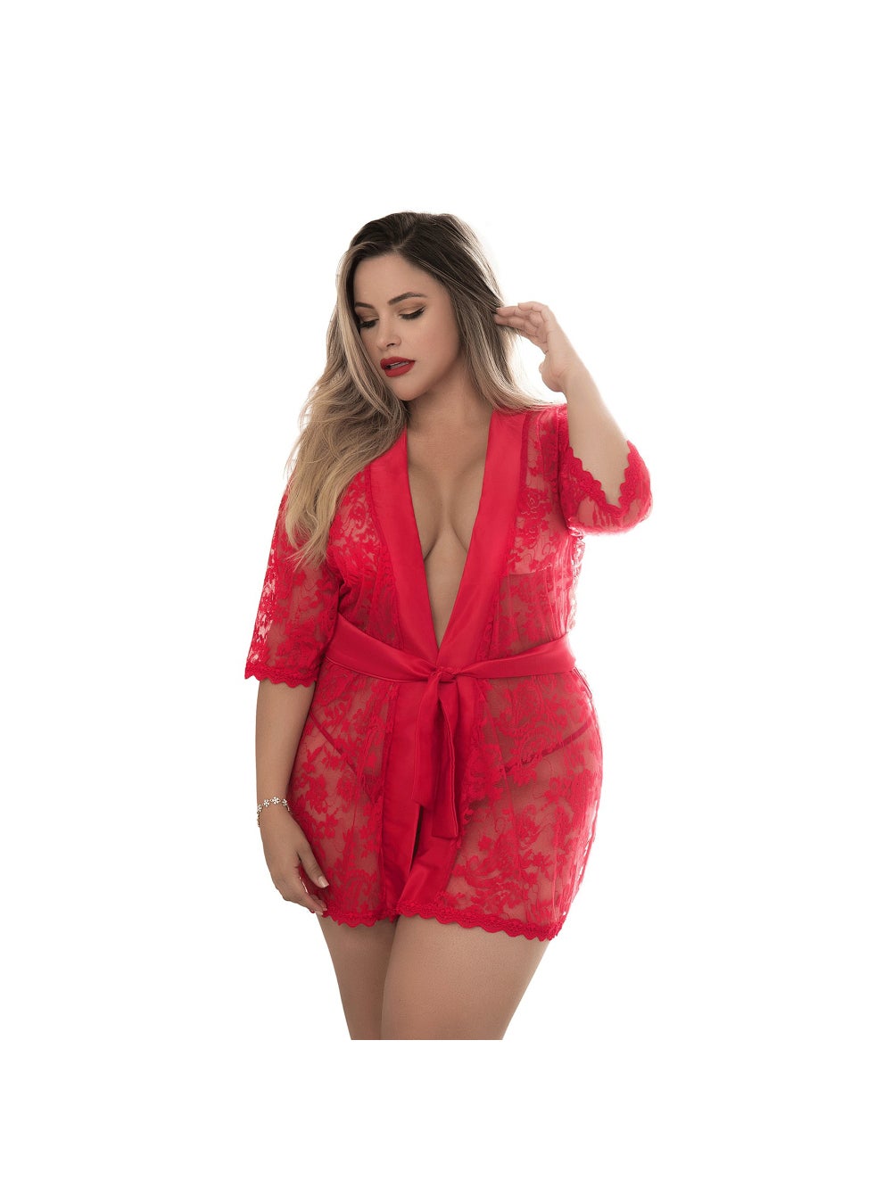 Déshabillé 7115 dentelle rouge GT