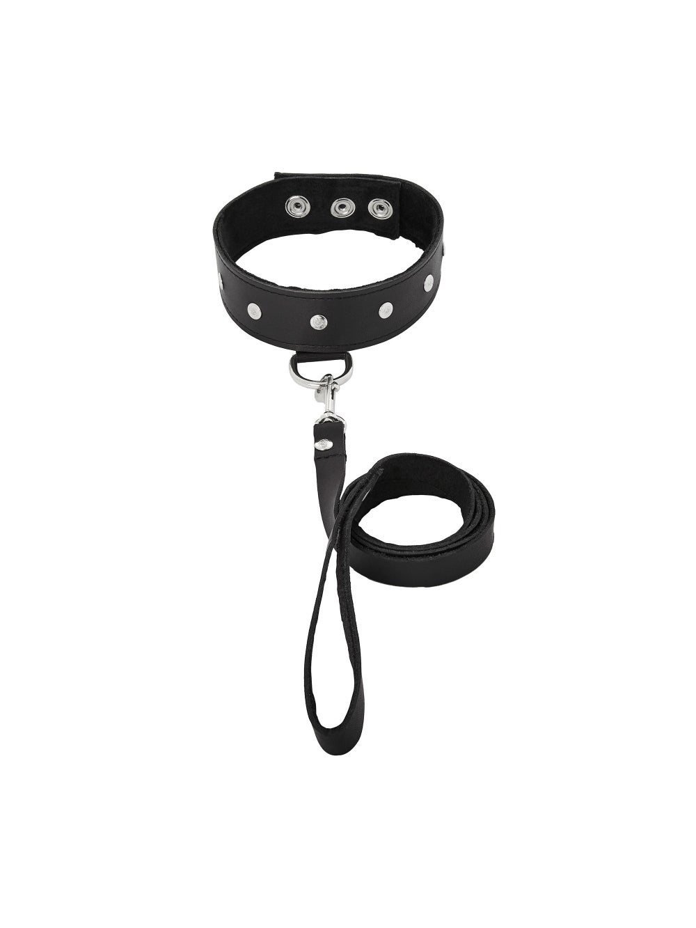 Collier Clouté & Laisse Cuir Noir