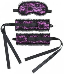 Menottes satin avec masque violet
