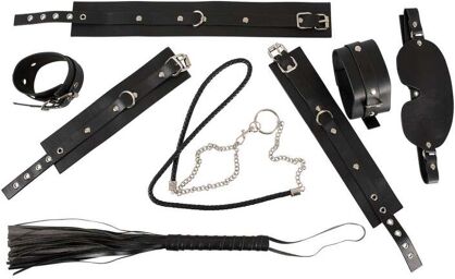 Kit BDSM & Sac Fetish 7 Pièces Noir